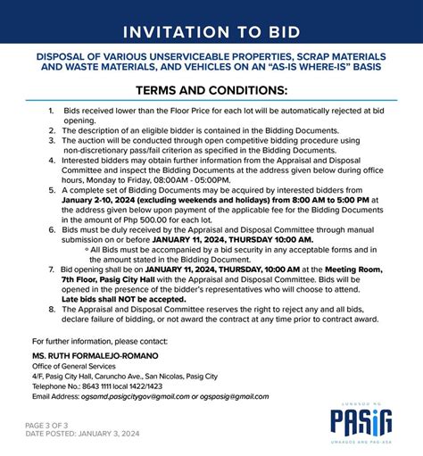 invitation to bid unserviceable scrap 2024|BIDDING DOCUMENTS FOR THE DISPOSAL BY PUBLIC .
